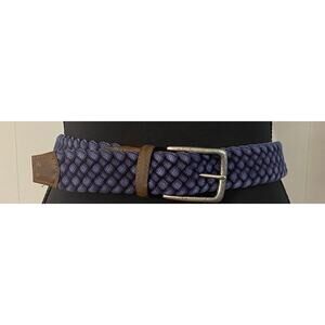 Torino Leather Double Braided Cotton Casual Belt Blue Unisex Made In USA 38"
